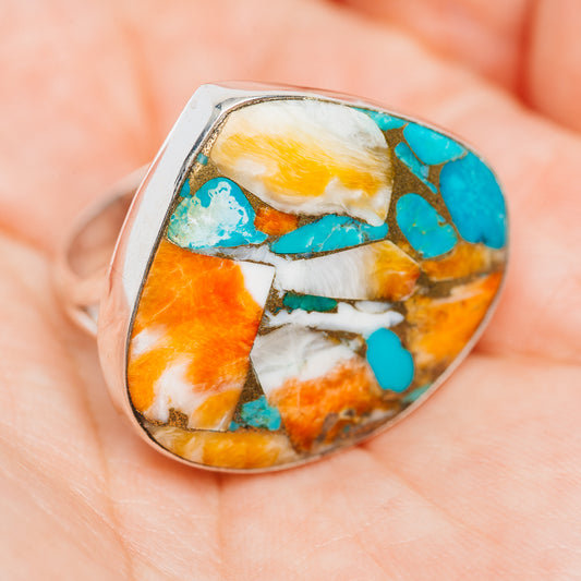 Premium Spiny Oyster Turquoise Ring Size 9.5 (.925 Sterling Silver)