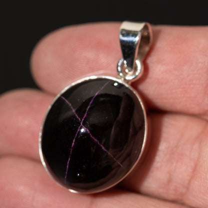 Star Garnet Pendant 1 1/2" (.925 Sterling Silver)
