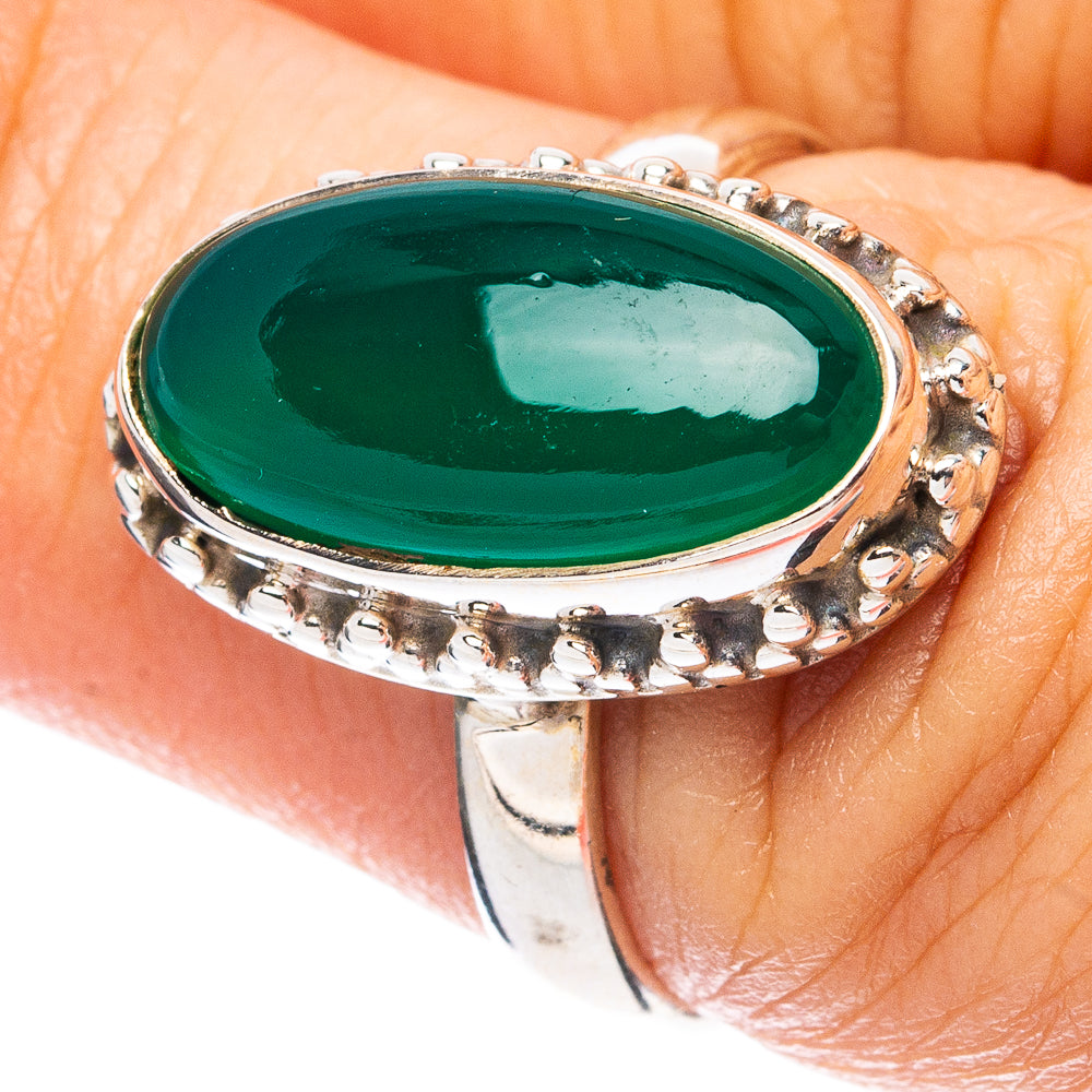 Green Onyx Ring Size 6.75 (925 Sterling Silver) R4871