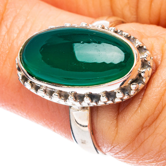 Green Onyx Ring Size 6.75 (925 Sterling Silver) R4871