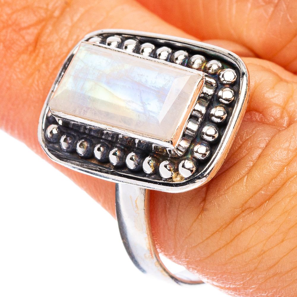 Rainbow Moonstone Ring Size 8.25 (925 Sterling Silver) R7906