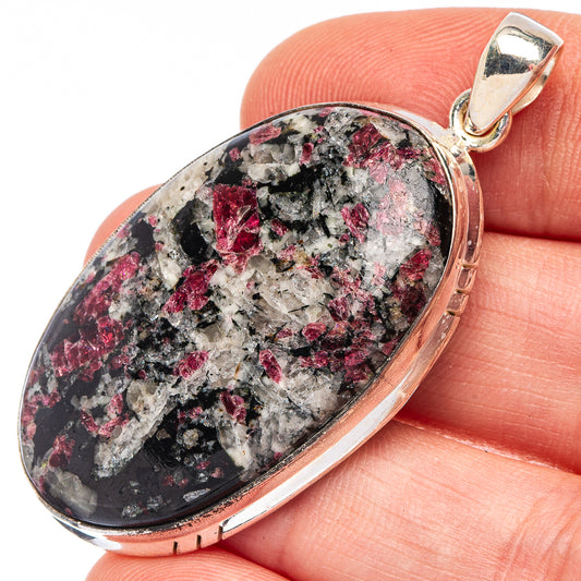 Large Russian Eudialyte 925 Sterling Silver Pendant 1 7/8" (925 Sterling Silver) P43603