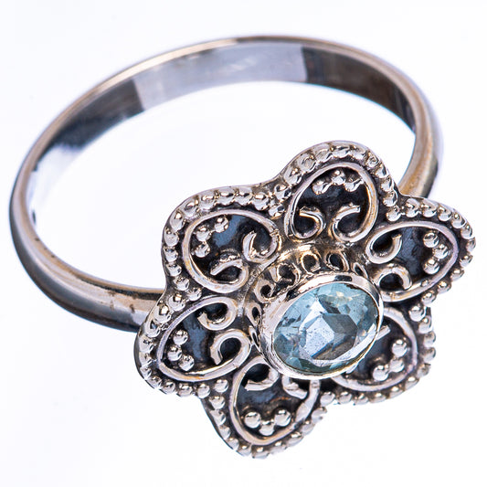 Value Blue Topaz Flower Ring Size 7.75 (925 Sterling Silver) R3143
