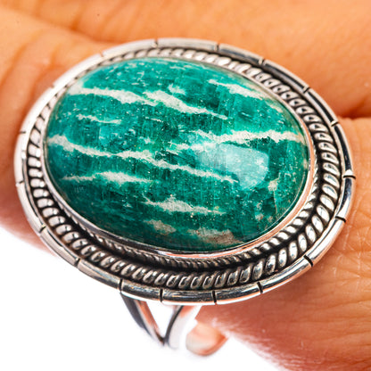 Huge Amazonite 925 Sterling Silver Ring Size 11.75
