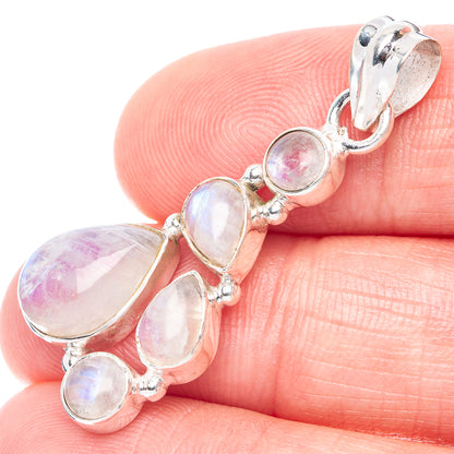 Rainbow Moonstone Pendant 1 1/2" (925 Sterling Silver) P41093