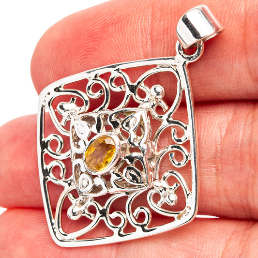 Signature Yellow Sapphire Pendant 1 5/8" (.925 Sterling Silver)