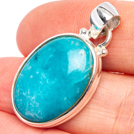 Turquoise oval pendant, .925 sterling silver setting and bail