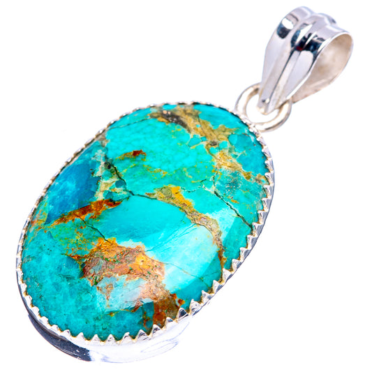 Turquoise teardrop pendant with .925 sterling silver bail and scalloped bezel