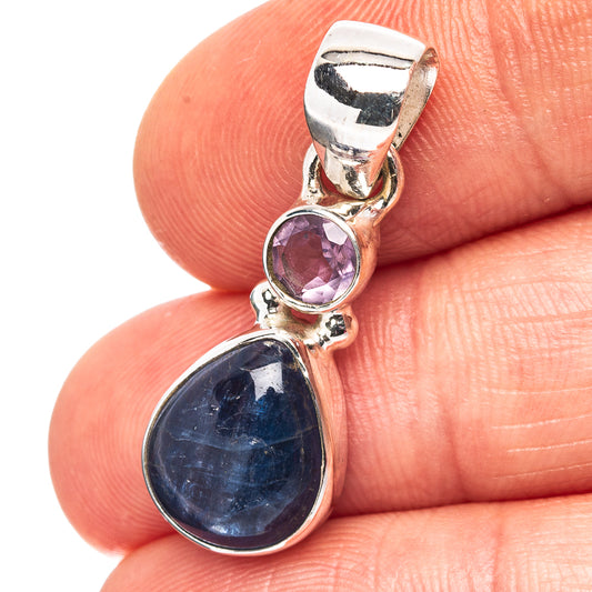 Kyanite, Amethyst Pendant 1 1/8" (.925 Sterling Silver)