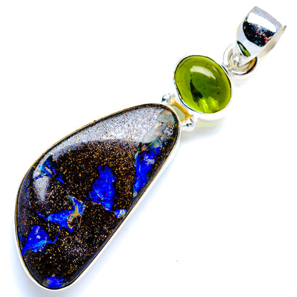Boulder Opal, Peridot 925 Sterling Silver Pendant 2" (925 Sterling Silver) PD38352