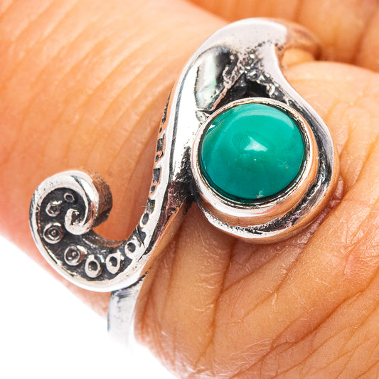 Dainty turquoise oval gemstone sterling silver ring, ornate wave band detail