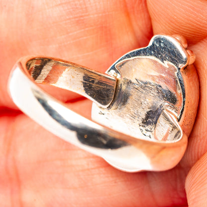 Sterling silver ring band underside with prongs and open oval bezel, size 7.75