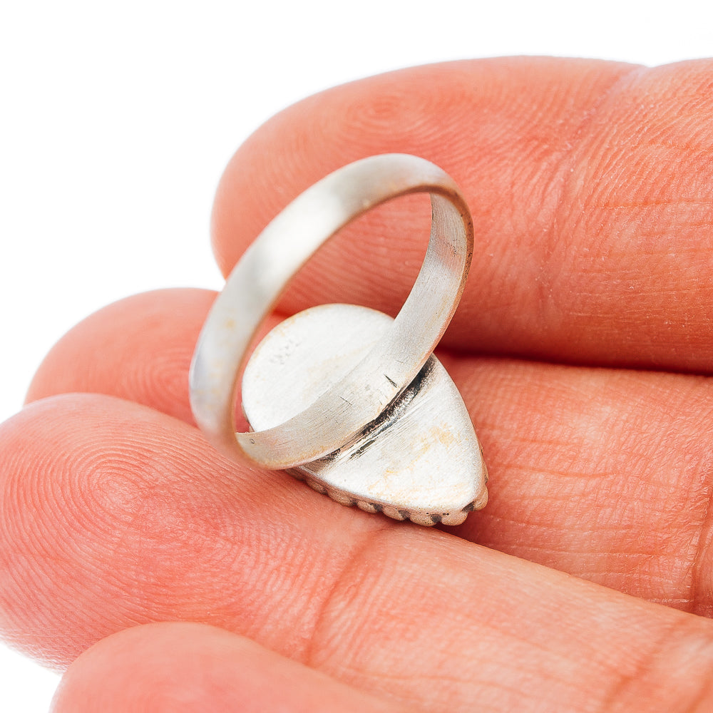 Sterling silver ring band, side view, smooth crescent with worn finish