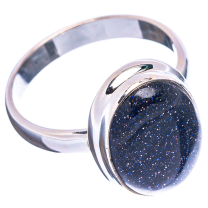 Blue Goldstone Ring Size 7.75 (.925 Sterling Silver)