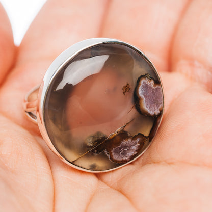 Premium Flower Agate Ring Size 9.5 (.925 Sterling Silver)