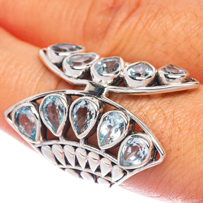 Large Blue Topaz Ring Size 8 (925 Sterling Silver) R144806