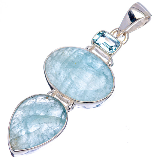 Two-stone oval blue pendant with .925 sterling silver bail