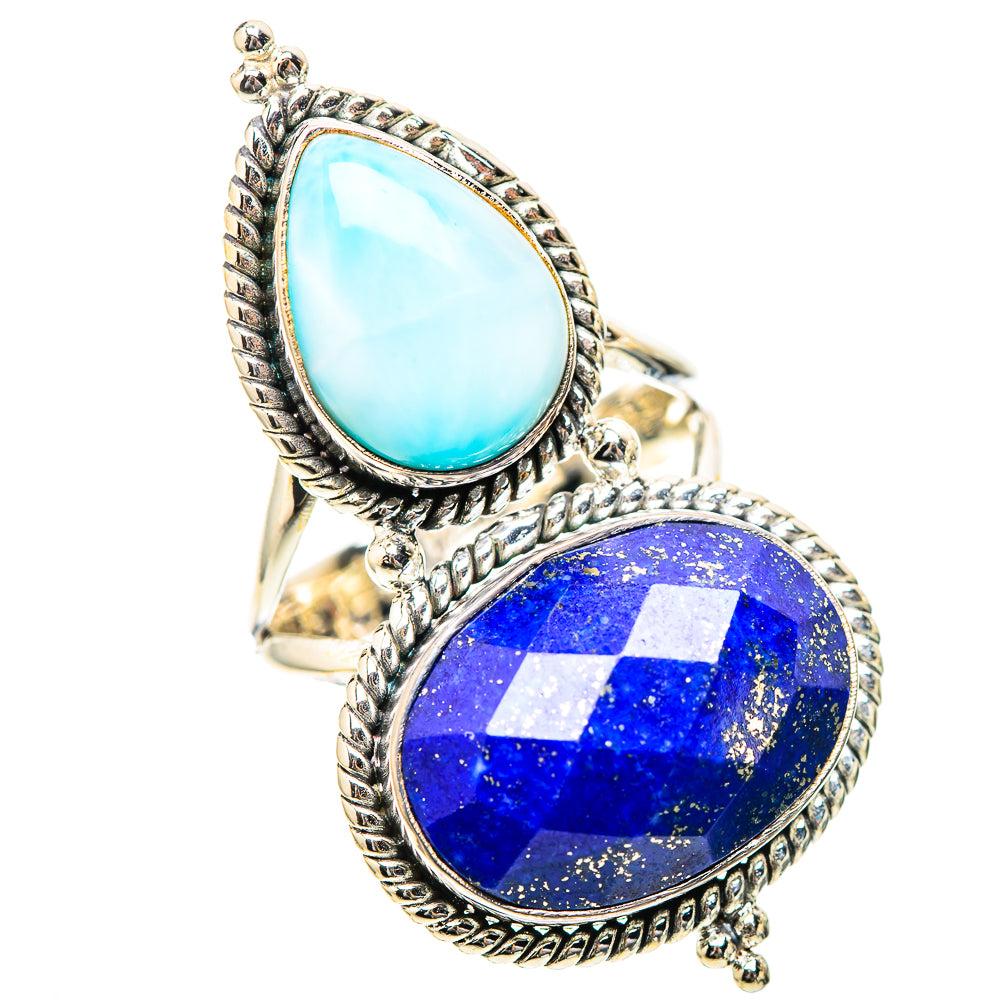Large Lapis Lazuli, Larimar Ring Size 8 (925 Sterling Silver) RING139289