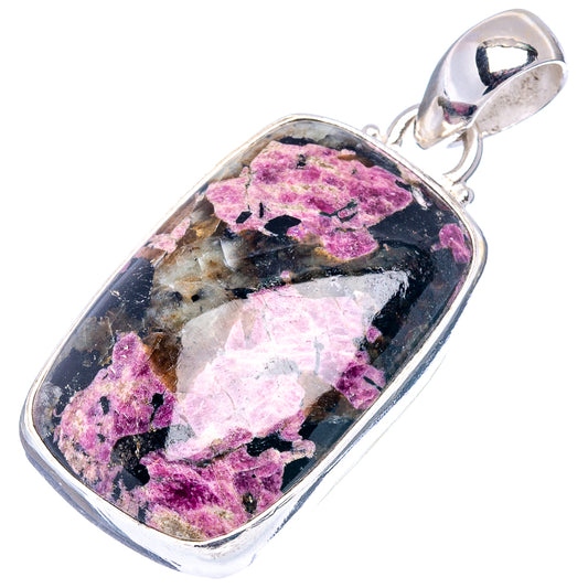 Eudialyte pendant in .925 sterling silver with oval purple-and-dark cabochon bezel