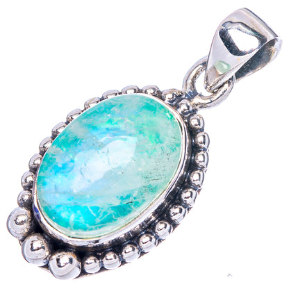 Green Moonstone Pendant 1 1/8" (925 Sterling Silver) P42396