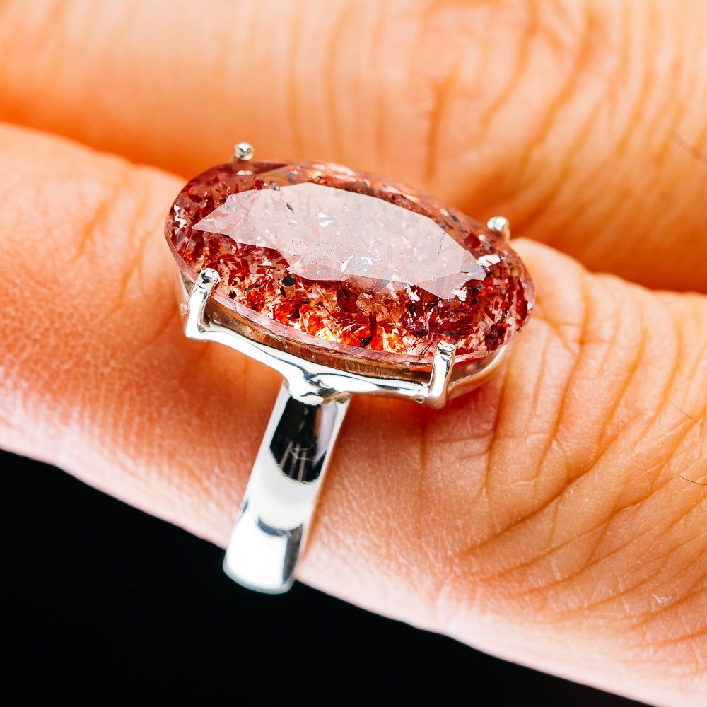 15.4ct Faceted Lepidocrocite Ring Size 6.75 Adjustable (.925 Sterling Silver)