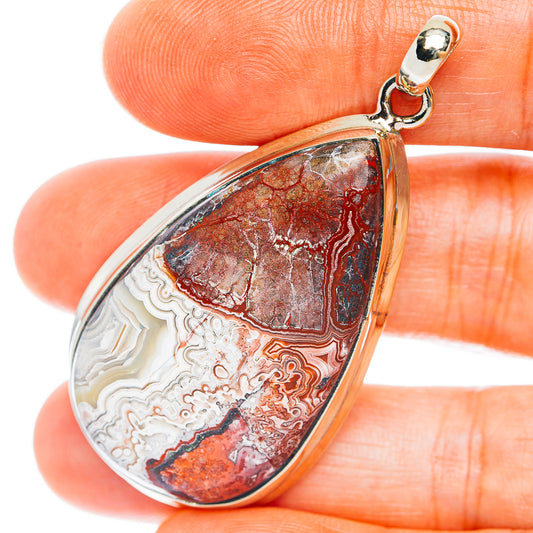Crazy Lace Agate Pendant 2 1/8" (German Silver)