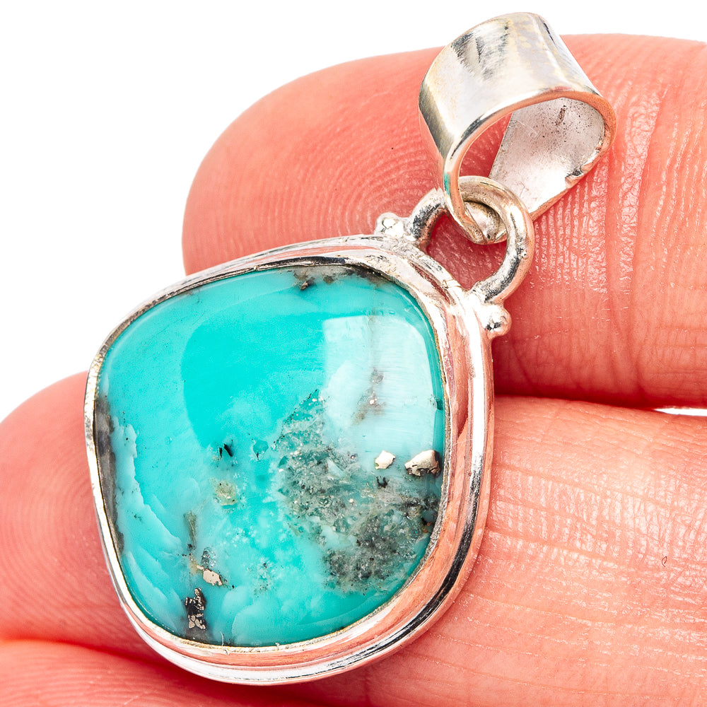 Campitos Turquoise Pendant 1 1/4" (.925 Sterling Silver)