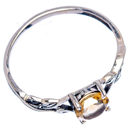 Citrine Dainty Ring Size 7.75 (.925 Sterling Silver)