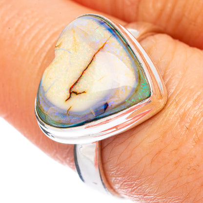 Rare Sterling Opal Heart Ring Size 8 (925 Sterling Silver) R3285