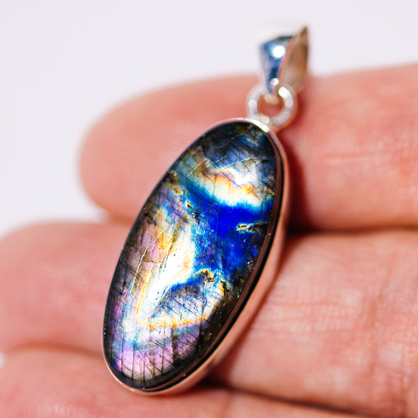 Spectrolite  Pendant 1 5/8" (.925 Sterling Silver)