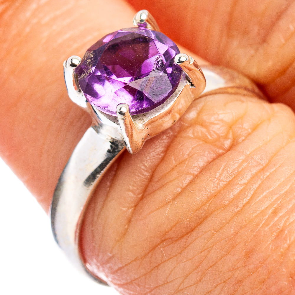 Faceted Amethyst Ring Size 7.5 (.925 Sterling Silver)