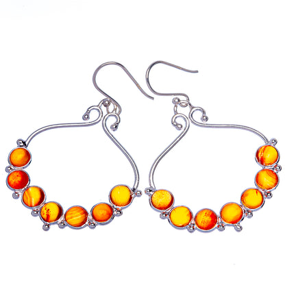 Carnelian Earrings 1 7/8" (925 Sterling Silver) E433045