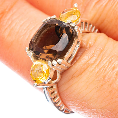 Smoky Quartz, Citrine Ring Size 8 (925 Sterling Silver) R3104