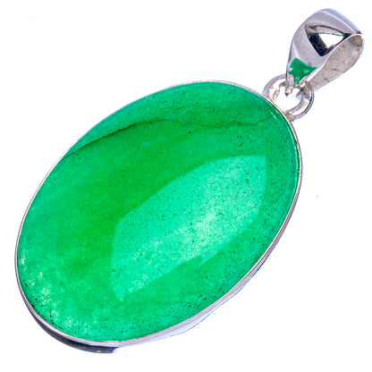 Green Onyx Pendant 1 5/8" (925 Sterling Silver) P42144