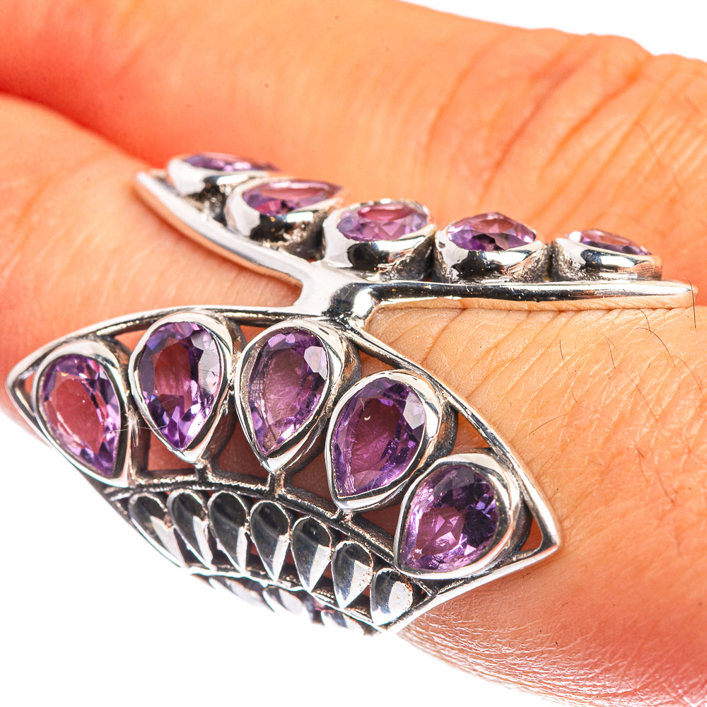 Large Faceted Amethyst 925 Sterling Silver Ring Size 6.25