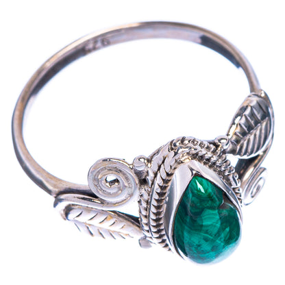 925 sterling silver malachite ring, oval green stone with braided band and side scrollwork