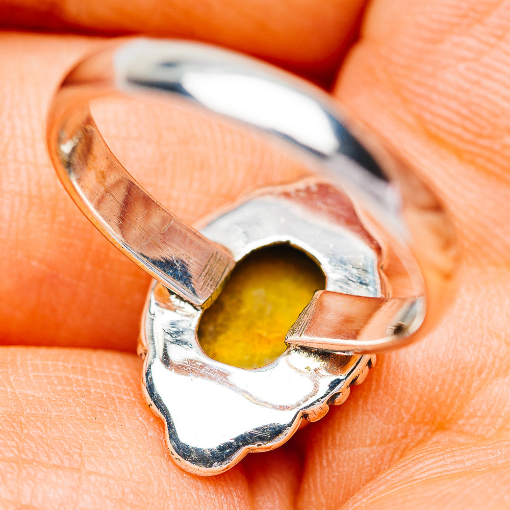 Southwestern Style Honey Dahlia Turquoise Ring Size 7.75 (.925 Sterling Silver)