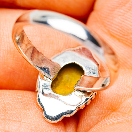 Southwestern Style Honey Dahlia Turquoise Ring Size 7.75 (.925 Sterling Silver)