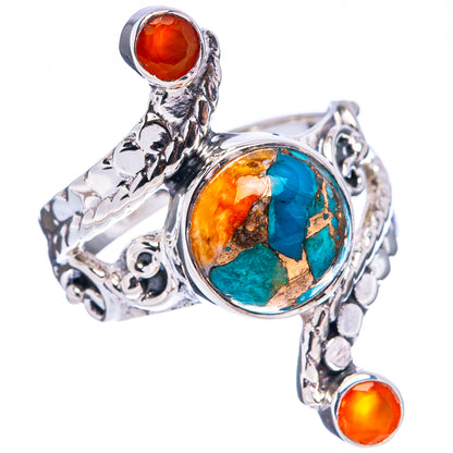 Premium Spiny Oyster Turquoise, Carnelian Ring Size 7.75 (.925 Sterling Silver)