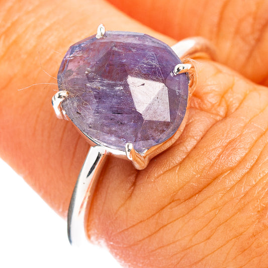 Oval faceted gemstone ring in .925 sterling silver, prong set