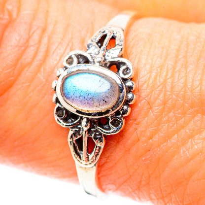 Rainbow Labradorite Dainty Ring Size 8 (925 Sterling Silver) RING138193