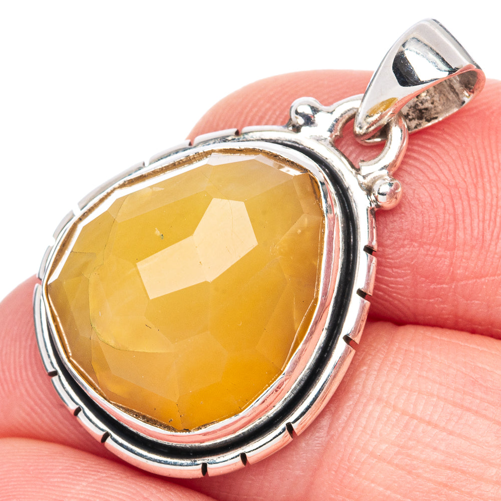Yellow Opal Pendant 1 1/4" (925 Sterling Silver) P41963