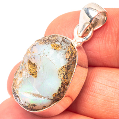 Raw Ethiopian Opal 925 Sterling Silver Pendant 1 1/4" (925 Sterling Silver) PD38651