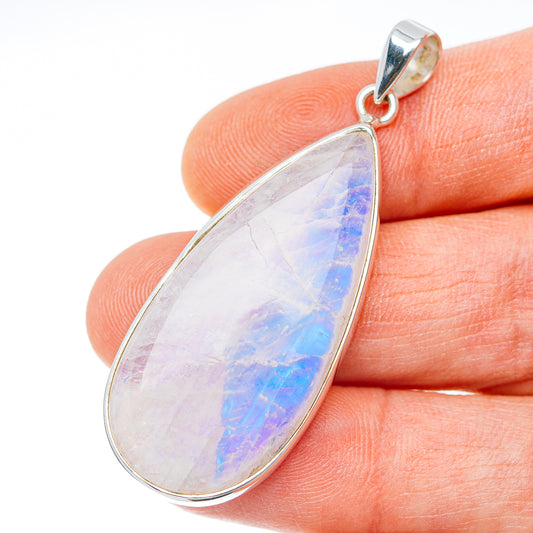 Premium Rainbow Moonstone Pendant 2" (.925 Sterling Silver) Carat