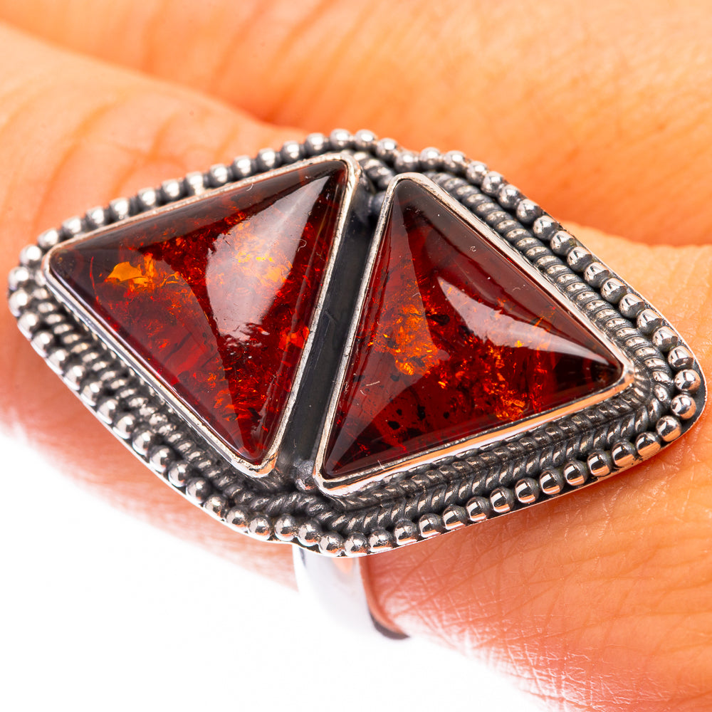 Large Baltic Amber Ring Size 8.75 (925 Sterling Silver) R141386