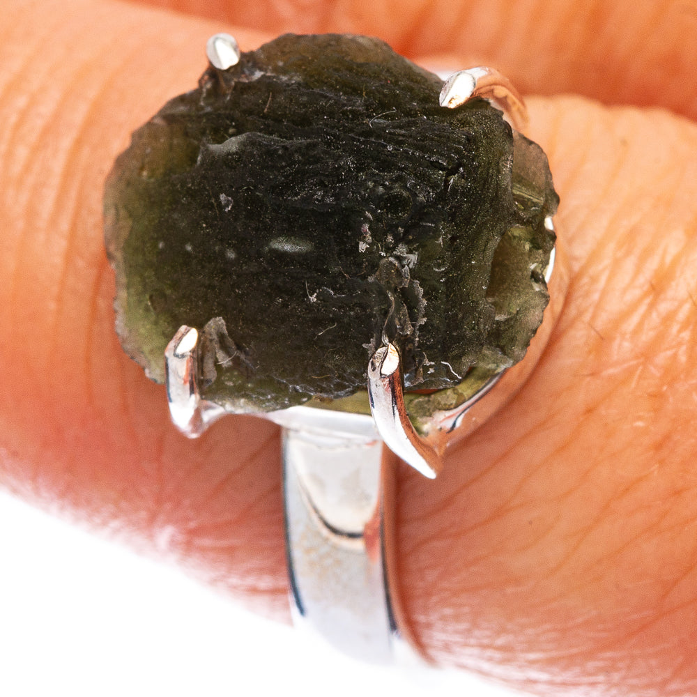 Rare Czech Moldavite Ring Size 7.75 (925 Sterling Silver) R146679