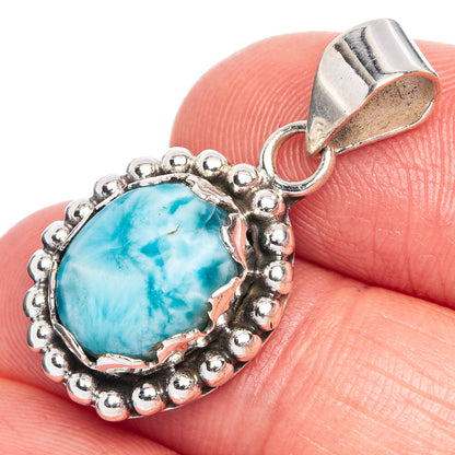 Larimar Pendant 1 1/8" (925 Sterling Silver) P40210