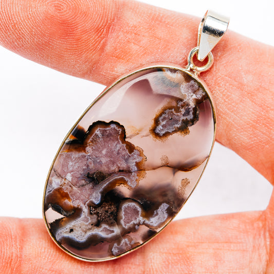 Premium Flower Agate Pendant 2 1/8" (.925 Sterling Silver)