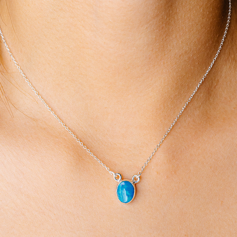 Doublet Opal Necklace 16.25" (925 Sterling Silver) N90270
