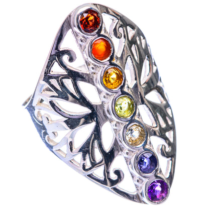 Rainbow Chakra Ring Size 7.75 (925 Sterling Silver) R141497